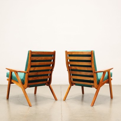 Pair of Armchairs Beech Wood Italy 1950s
