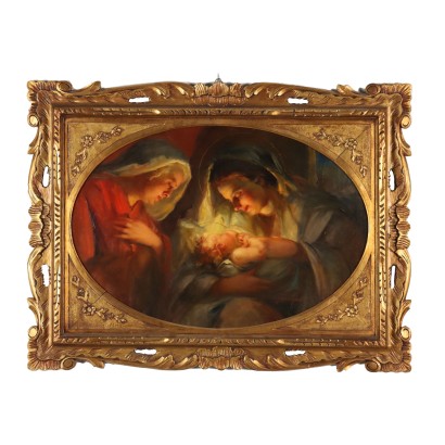 arte, arte italiana, pittura ottocento italiana,Dipinto di Giuseppe Ghiringhelli con Mat,Maternità Madonna con Bambino,Giuseppe Ghiringhelli