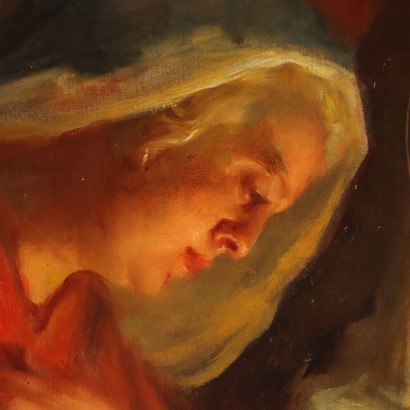 G. Ghiringhelli Motherhood Oil on Canvas Italy XX Century