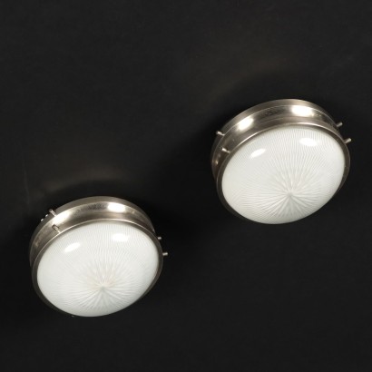 Paar Lampen Artemide Sigma Glas Italien 1960er