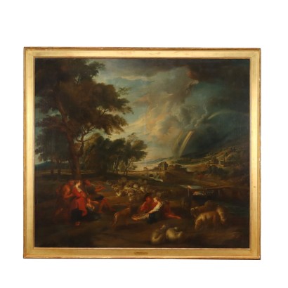 L\'Arc en Ciel J. Jordaens Attr. Huile sur Toile École Nord-Européenne