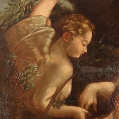 Heilige Jungfrau und Kind Öl auf Leinwand Italien XVII Jhd
