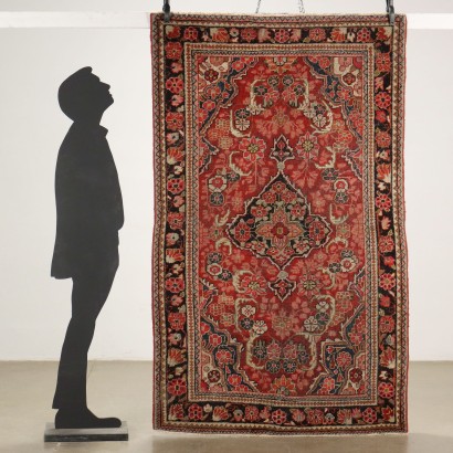 Vintage Mahal Carpet Iran 81 x 50 In Cotton Wool Big Knot Handmade