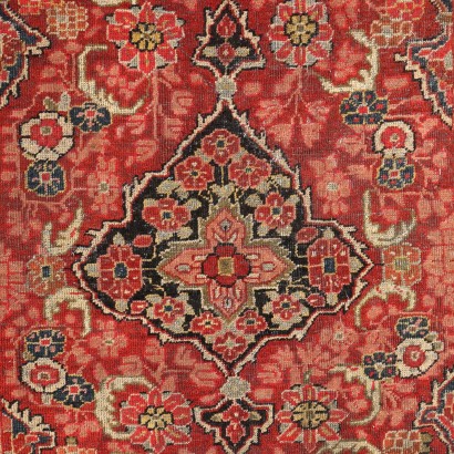 Vintage Mahal Carpet Iran 81 x 50 In Cotton Wool Big Knot Handmade