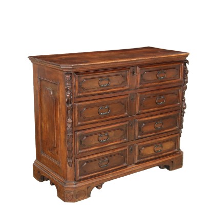 Commode Ancienne Baroque Noyer Italie XVIIIe Siècle