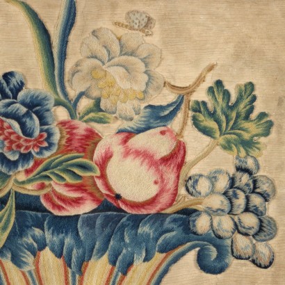 Antike Stickerei mit Obst und Blumen Italien XVIII-XIX Jhd