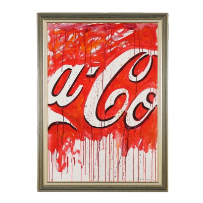 Coke Copy from M. Schifano Mixed Media on Canvas Italy XX Century