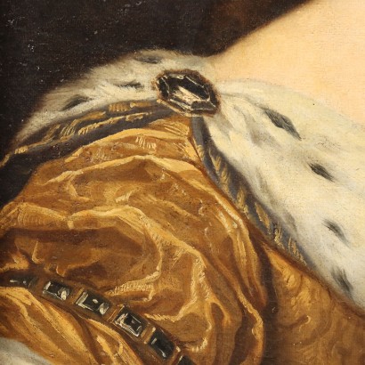 arte, arte italiano, pintura italiana antigua, pintura que representa el retrato de una dama co, retrato de una dama con una capa de cuero