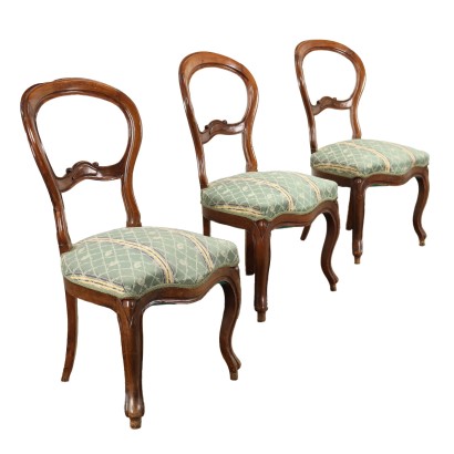 Group of 3 Chairs Louis Philippe Walnut Italy XIX Century