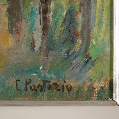 Lombardische Landschaft Gemälde von E. Pastorio 1979