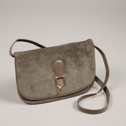 Vintage Gucci Graue Handtasche Leder Italien 1950er-60er Jahre