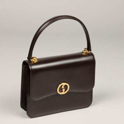 Vintage Braune Gucci Handtasche Leder Italien 1960er Jahre