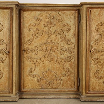 Cupboard Carved and Painted Wood Italy XX Century