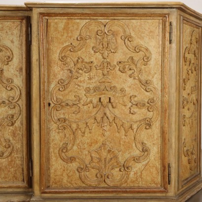 Cupboard Carved and Painted Wood Italy XX Century